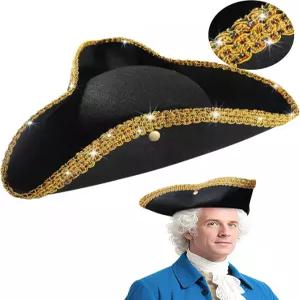 타이드타호 해적 콜로니얼 트리콘 모자 튼튼한 상자 포장 혁명 전쟁 워싱턴 건국 아버지 의상