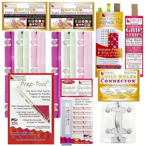 가이드라인424인치 12인치 퀼트 자를 위한 매우 쉬운 FSQ 세트 - 정확한 9패치 16패치 날아다니는 거위 다이아몬드 인 어 네모 스퀘어 블록을 어떤 크기로든 차단하세요. 수학이나 값비싼 다이는 없습니다. 원단