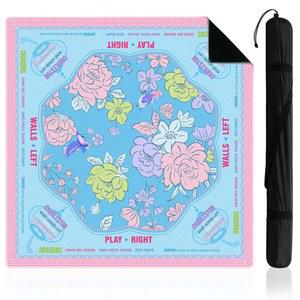 테이블용 규칙이 있는 소울첸 블루 아메리칸 마작 매트 주름 없음 선박 롤링 31.5 x 미끄럼방지 소음감소 게이밍 포커 카드 보드게임 도미노용 캐리백 포함