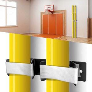 실내 배구 폴스 벽걸이 홀더 - 배드민턴 테니스 네트용 수직 직립 보관 브라켓 타격 연습 장비 홈 체육관 학교 또는 코트 사용을 위한 공간 절약