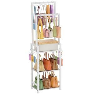 10개의 지갑 걸이와 6개의 측면 고리가 있는 옷장용 톨 정리함 보관을 위한 바닥 서 선반 좁고 대용량 핸드백 작은 공간을 다목적