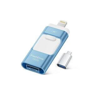 512GB용 MFi 인증 플래시 드라이브 용 포토 스틱 메모리 사진 비디오 전송 백업용 USB 썸 / 안드로이드 PC 맥용 외장 스토리지 호환(라이트 블루)