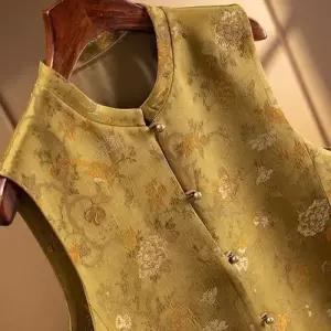 엘럽 여친 실크 봄가을 빅사이즈 라인베스트 조끼 프린트 A 박템3