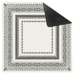 이트그 빈티지 블랙 앤 흰색 화이트 마작 매트 테이블 31.5 X 31.5인치 플레이어를 위한 선물 전통 동양 치누아제리 중국 미끄럼방지 커버 테이블보 포커 보드 카드 타일 게임용