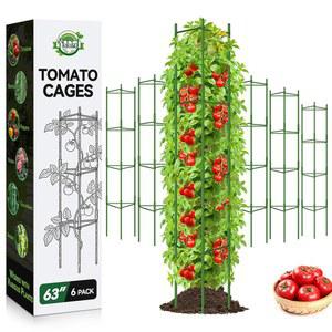 정원용 할라툴 63인치 토마토 케이지 6팩 조절가능 키 큰 화분용 정원 스테이크 트렐리스 침대 채소 꽃을 위한 식물 지지대