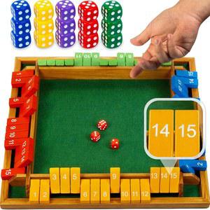 퀸셀 4인용 박스 게임 우드 보드 종료 u2013 15 숫자 클래식 성인 어린이용 주사위 패밀리 보드게임