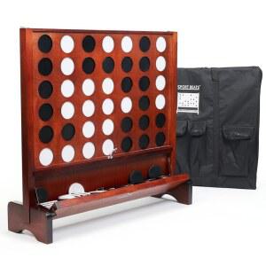 접이식 캐치 트레이 벽걸이 또는 지상 놀이 실내 야외 뒷마당 게임 휴대용 케이스와 분리형 다리가 포함된 연속 게임의 거대한 나무 4인용