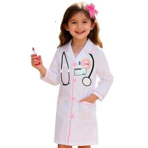 어린이용 다솔리 닥터 코스튬 소녀용 수의사 드레스업 실험실 놀이 할로윈