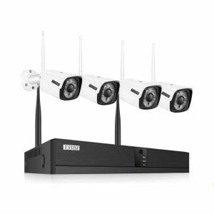 에버세큐 4CH 스마트 무선 카메라 시스템 4pcs 2K 3MP 실외 DVR 키트 지원 얼굴 캡처/녹음 재생 선 교차/침입 감지 스마트폰 PC 원격 보기
