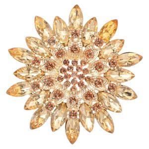 여성용 플라워 브로치 라인스톤 해바라기 핀 레드 핑크 마퀴즈 화환 우아한 액세서리 스커트 드레스 모자 장식용 장신구 선물