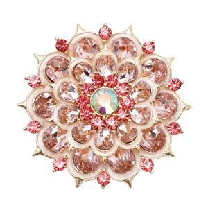 빈티지 크리스탈 라인스톤 플라워 브로치 핀 여성용, 드레스 수트 모자 액세서리 주얼리용 라인스톤이 있는 핑크