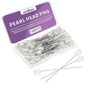 우아드바우 화이트 티어드롭 코사지 핀, 펄 여성 결혼식용 부토니에르 보석 DIY용 긴 재봉 신부 부케 & 꽃 장식, 공예품, 액세서리(100개, 1박스)