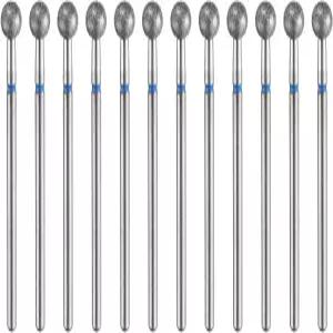 하핑턴 12pcs 120-140 그리츠 다이아몬드 연삭 비트 5mm 볼 헤드 2.35mm 생크 길이 스톤 샌딩 드릴 세라믹