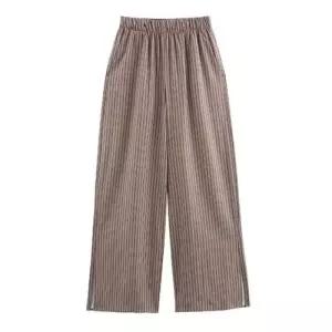 여성용 봄 정장세트 스트라이프 언발란스 셔츠+바지 세트 MF1