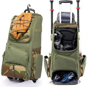 휠이 달린 스포젯 롤링 야구 가방 u2013 60L 장비 가방에는 배트 4개, 신발 수납 공간 및 펜스 후크가 휠드 가방, 소년 소녀용 소프트볼 8개가 들어 있습니다.-