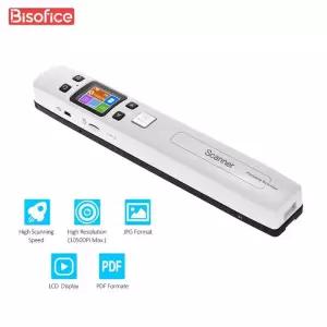 북스캐너 Bisofice 휴대용 핸드 지팡이 문서 스캐너 영수증 책용 LCD 디스플레이 1050DPI 고속 A4 포맷
