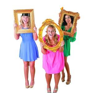 펀 익스프레스 포토 부스 소품 결혼식 프레임 세트 - 대형 골드 빈티지 골판지 액자 3팩 | 파티 포토부스 액세서리 및 셀카 스테이션 장식용 앤티크 타원형 화려한 디자인