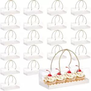 휴대용 손잡이가 있는 오클렌 클리어 롤 케이크 박스 20팩 10.8인치 Lx4.3Wx3.8H 직사각형 베이커리 생일