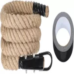 메카닉시티 클라이밍 로프 10피트 x 1.5인치 헬스장 두꺼운 트위스트 황마 내추럴 브라운 버랩 코드 스트링