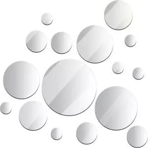 Jetec 16개 리얼 유리 원형 거울 타일 프레임리스 벽 벽걸이 아크릴 양면 포함 침실 욕실 공예