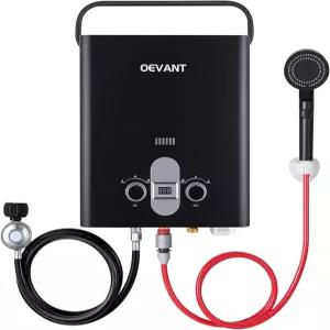 프로판 온수기 과열 방지 기능이 있는 1.32 GPM 5L 휴대용 탱크리스 나사 없는 백쉘 업그레이드 RV 캠핑용