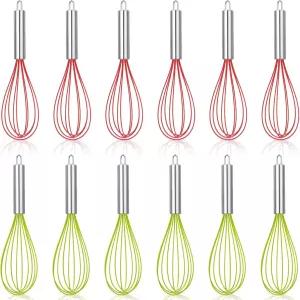 6세트 12인치 거품기 대량 DIY 충전식 선물 캔디 홀더 파티에서 선호하는 내열성 달걀 비터 요리용 컬러