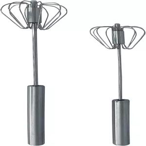 스테인리스 스틸 푸시 거품기 - 사용하기 쉬운 수동 핸드 믹서 및 플런저 거품 휘핑 크림 만들기 세미 오토