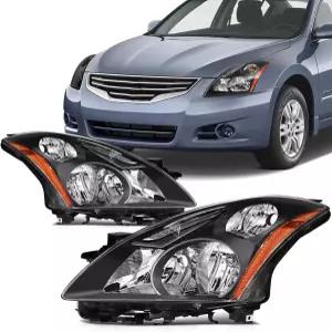 SCITOO 헤드라이트 어셈블리 2010년식 2011년식 블랙 하우징 앰버 리플렉터 클리어 렌즈 운전석 및 조수석