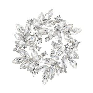 브리러브 오스트리아 크리스탈 라인스톤 우아한 플라워 마퀴즈 화환 브로치 여성용