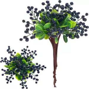 펠리스 아츠 6팩 인조 블랙 베리 줄기 가짜 홀리 할로윈 크리스마스 트리 장식 DIY 화환 꽃병 홀리데이 홈