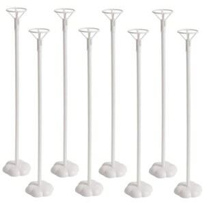 결혼식 생일 베이비 샤워를 위한 15세트 풍선 스틱 스탠드 키트, 기둥이 있는 컵 및 테이블 데스크톱 베이스 지지대 홀더, 파티용 액세서리(화이트)