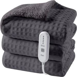 도윈 온열 담요 전기 - 소파 오피스 의자 침대 자동 차단 기능이 있는 사이즈 와플 플리스 50x60 그레이