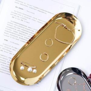 [2개구성] 소품용 골드 대형 빈티지 화장품 악세사리 스텐 철제 캔들 인테리어 메탈 트레이 AWAF698A