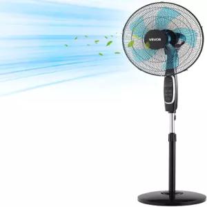 VEVOR 18인치 받침대 선풍기 리모컨이 있는 2700 CFM 스탠딩 플로어 9단 및 3단 모드 진동 조절 가능한