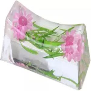 N 아크릴로 된 진짜 꽃이 있는 일본 젓가락 받침대/스푼 포크 나이프 홀더 찾기 (아스파라거스 핑크)