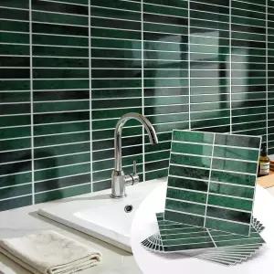 와딜 3D 필 앤 스틱 벽 타일 12인치 x 알루미늄 호일 백프루프 셀프 접착 패널 주방 욕실 DIY 리노베이션을