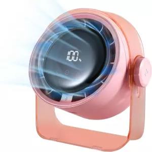 VAVOFO 책상 선풍기 소형 조용한 LED 디스플레이 휴대용 USB 180°Tilt 100배속 5가지 모드 사무실 침실