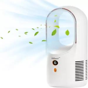 힐루스 책상 선풍기 블레이드리스 6단 속도 11.8인치 휴대용 오피스 배터리 USB 청소하기 쉽고 개인 침실