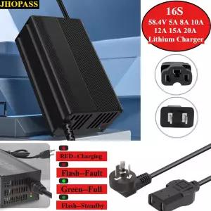 58.4V 5A 8A 10A 12A 15A 20A LED 14S 리튬인산철LiFePO4 리튬이온 충전기 지게차 바닥 세척기 110V 또는 2