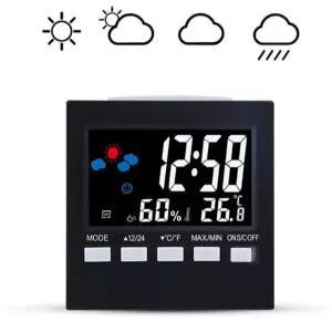 디지털 알람 시계 탁상용 스누즈 무소음 온습도 알람 시계 침대 온습도계 가정용 라이트 습도계 무선 음성