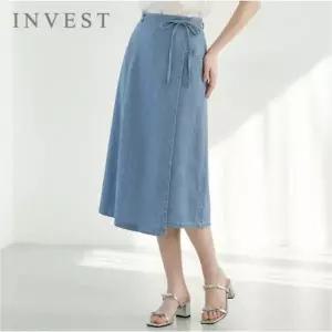 [인베스트] 랩 스타일 스트링 데님 스커트_IN6M1SK8331