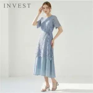 [인베스트] 다이아 크로쉐 배색 롱 원피스_IN6M1OP3361