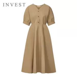 [인베스트] V넥 모던 라인 핀턱 원피스_IN6M1OP3371