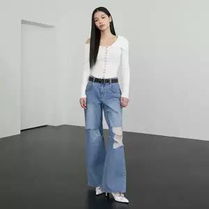 [롯데백화점]에고이스트 [HT]디스트로이드 와이드핏 데님PT(ER2DP362)