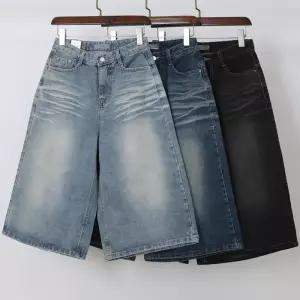 빅사이즈바지 S416L603 버뮤데님7부워싱통팬츠 LO