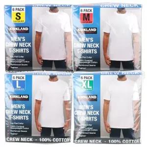 커클랜드 순면 라운드 반팔 티 남성 6종 세트 화이트