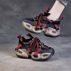 여성용 가을 통굽 가죽 초대디 핫 가볍고 초경량 운동 리얼 러닝화 원픽3