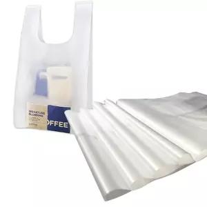 (흰색 소형 100매 24x22x50cm) 배달 비닐 봉투/포장/손잡이/포장용/봉지/도시락/음식물/튼튼한/무지/다용도