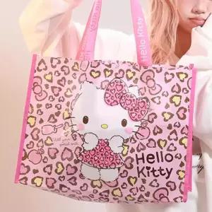 (핑크) 헬로키티 호피 타포린백/타포린/가방/여행/보조/쇼핑/선물/손잡이/쇼핑백/캐릭터/튼튼한/나들이