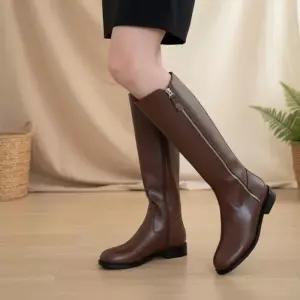 여성 일상용 가죽느낌 니하이 롱 부츠